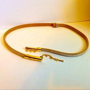 Thin leather J. MacLaughlin leather silver crackle belt.